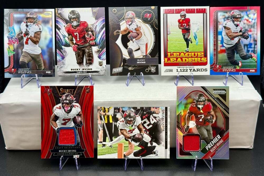 Bucky Irving Tampa Bay Buccaneers NFL Football Card Lot Panini Topps Patch Relic